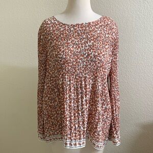 Max Studio Floral‎ Peach Pleated Blouse